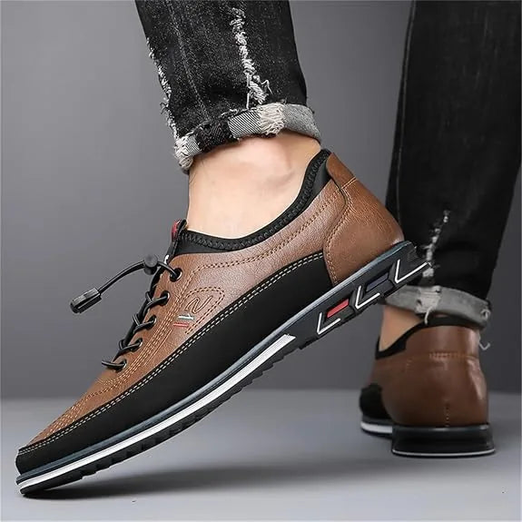 Men’s Two-Tone Leather Casual Walking Shoes