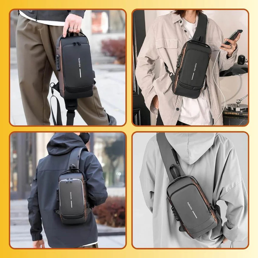 USB Charging Sport Sling Anti-theft Shoulder Bag