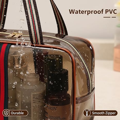 Retro Clear Waterproof Travel Makeup Organizer Bag 3 Pack Set