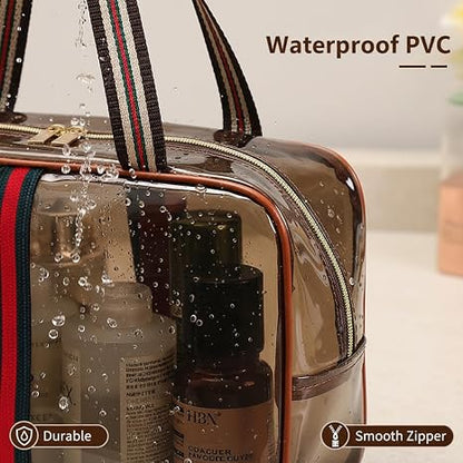 Retro Clear Waterproof Travel Makeup Organizer Bag 3 Pack Set
