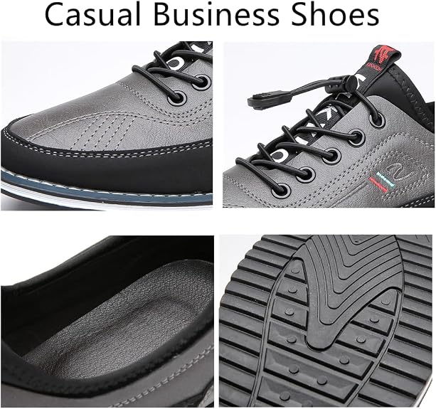 Men’s Two-Tone Leather Casual Walking Shoes