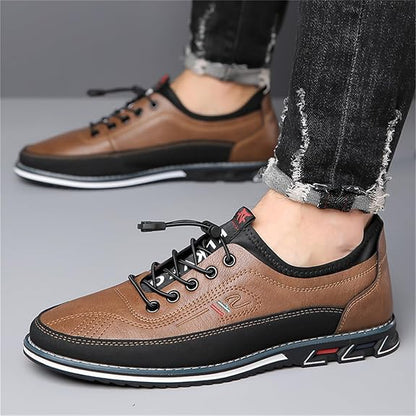 Men’s Two-Tone Leather Casual Walking Shoes
