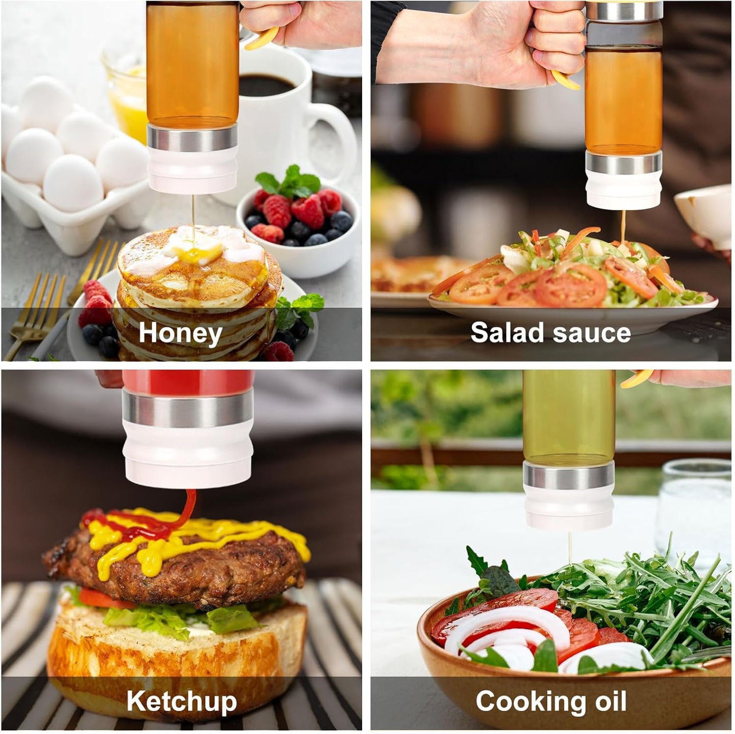 Food Grade High Borosilicate Glass Honey Dispenser, Press Type Drip Bottle