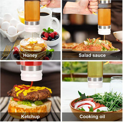 Food Grade High Borosilicate Glass Honey Dispenser, Press Type Drip Bottle
