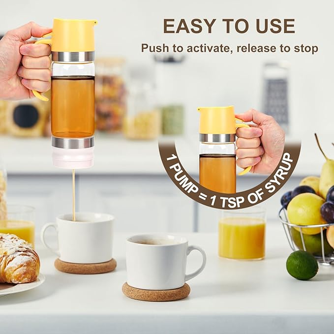 Food Grade High Borosilicate Glass Honey Dispenser, Press Type Drip Bottle