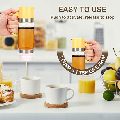 Food Grade High Borosilicate Glass Honey Dispenser, Press Type Drip Bottle