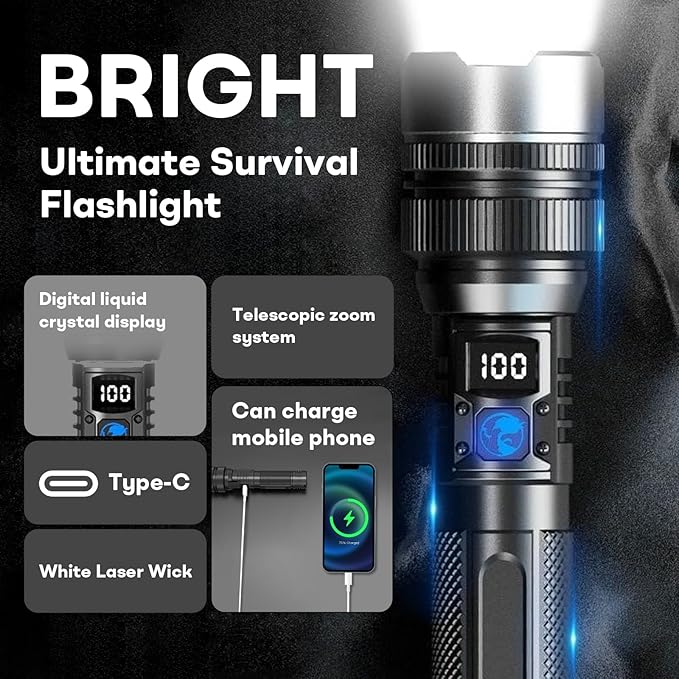 StormBeam Rechargeable Flashlight with Telescoping Zoom