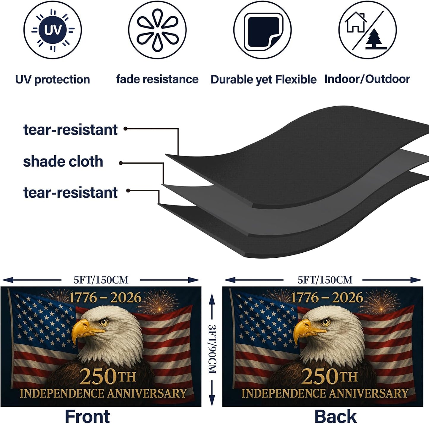 3 Ply USA Anniversary 250th Flag