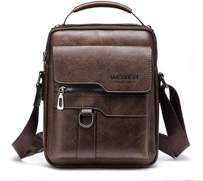 Zipper Buckle Leather Messenger Bag