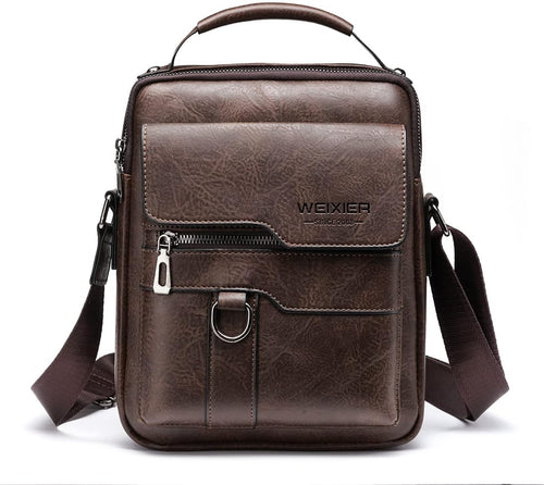 Zipper Buckle Leather Messenger Bag