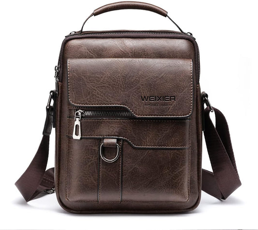 Zipper Buckle Leather Messenger Bag