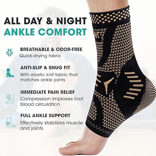 Adjustable Copper Compression Ankle Braces – Pair