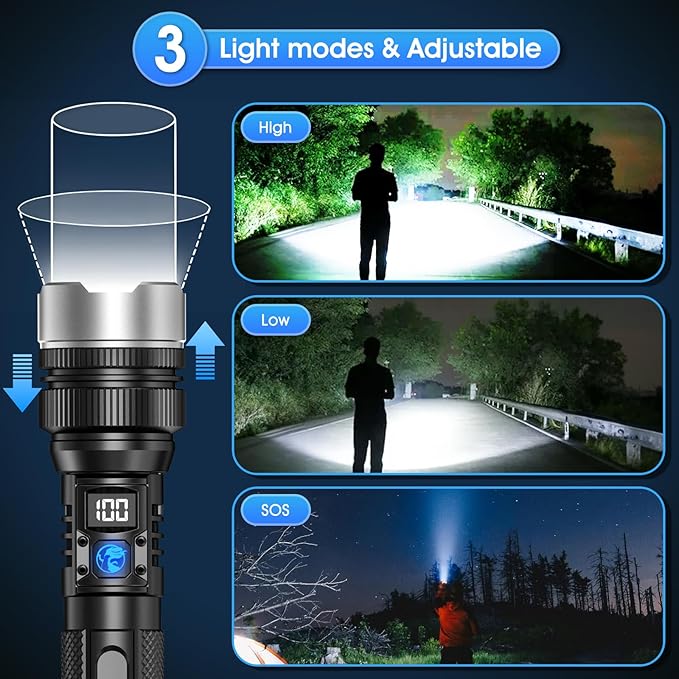 StormBeam Rechargeable Flashlight with Telescoping Zoom