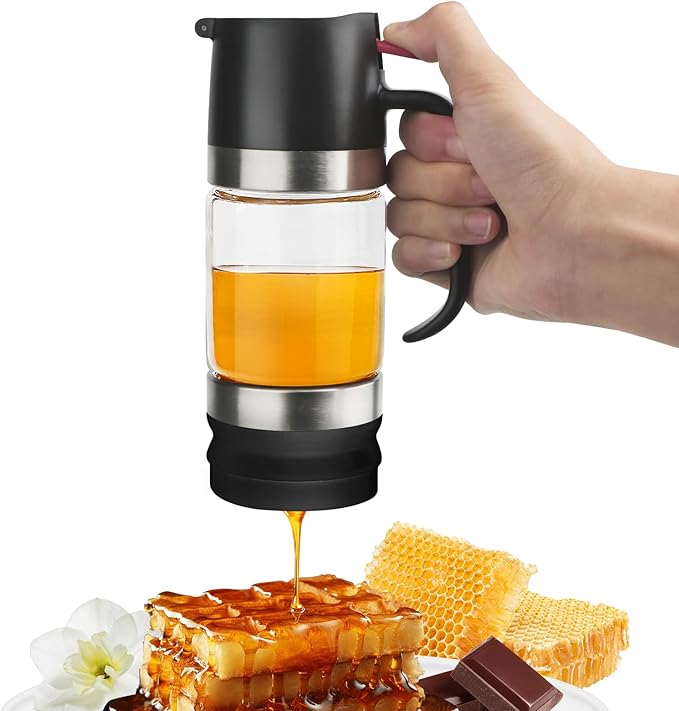 Food Grade High Borosilicate Glass Honey Dispenser, Press Type Drip Bottle