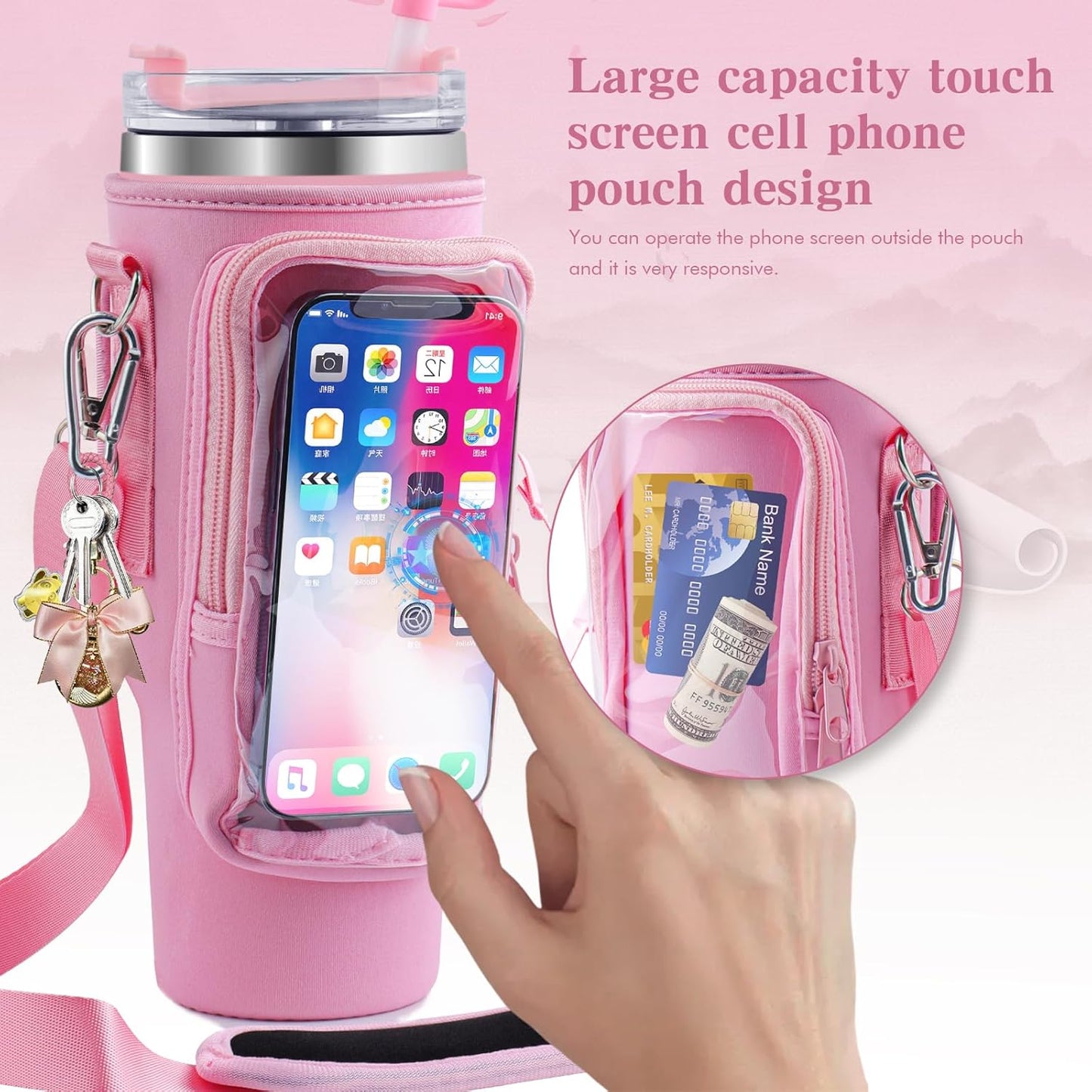 Transparent Touchscreen Tumbler Carrier Bag