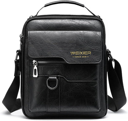 Zipper Buckle Leather Messenger Bag
