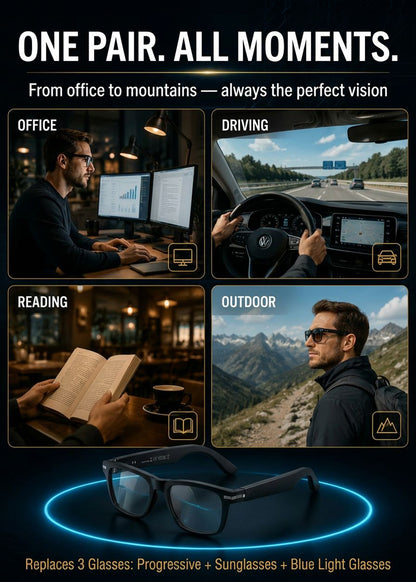 Smart Zoom Color-Changing Solar Real-Time AI Translation Glasses