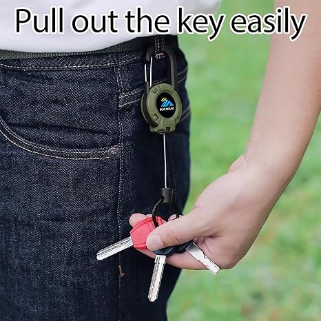 Retractable Carabiner Key Reel for Backpack & Belt 3-Piece Set