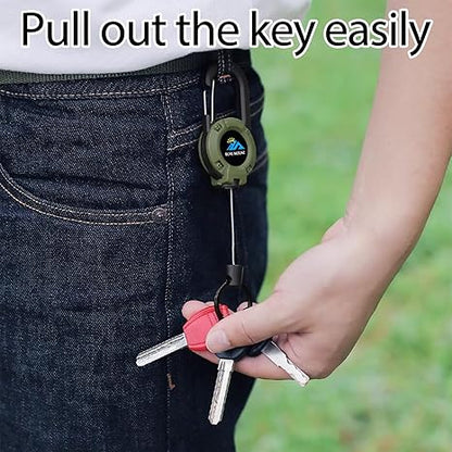 Retractable Carabiner Key Reel for Backpack & Belt 3-Piece Set