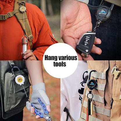 Retractable Carabiner Key Reel for Backpack & Belt 3-Piece Set