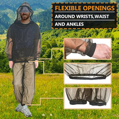 Outdoor Anti-Mosquito Mesh Clothing Set, Hiking Camping Fishing Apparel