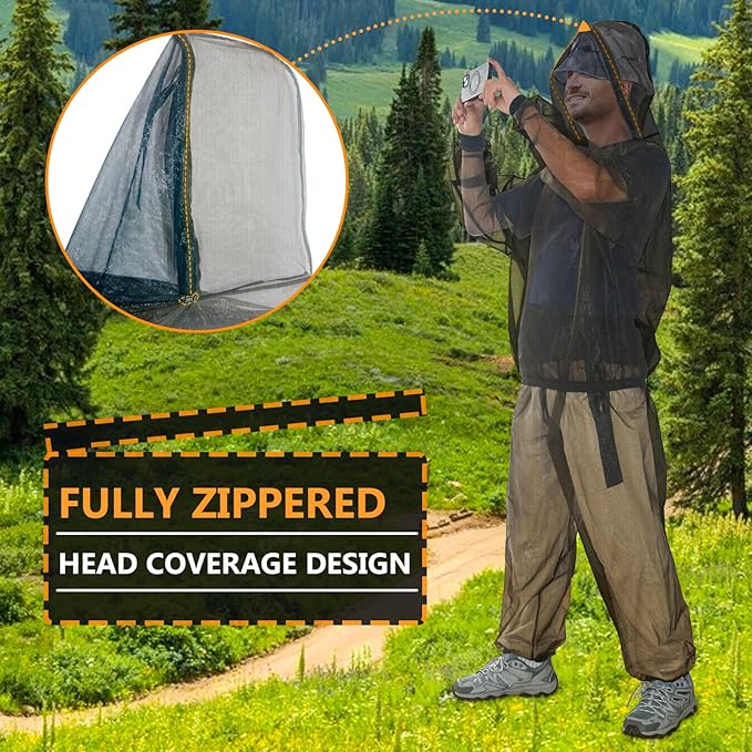 Outdoor Anti-Mosquito Mesh Clothing Set, Hiking Camping Fishing Apparel
