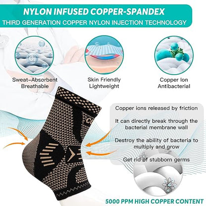 Adjustable Copper Compression Ankle Braces – Pair