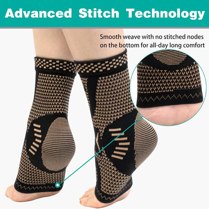 Adjustable Copper Compression Ankle Braces – Pair