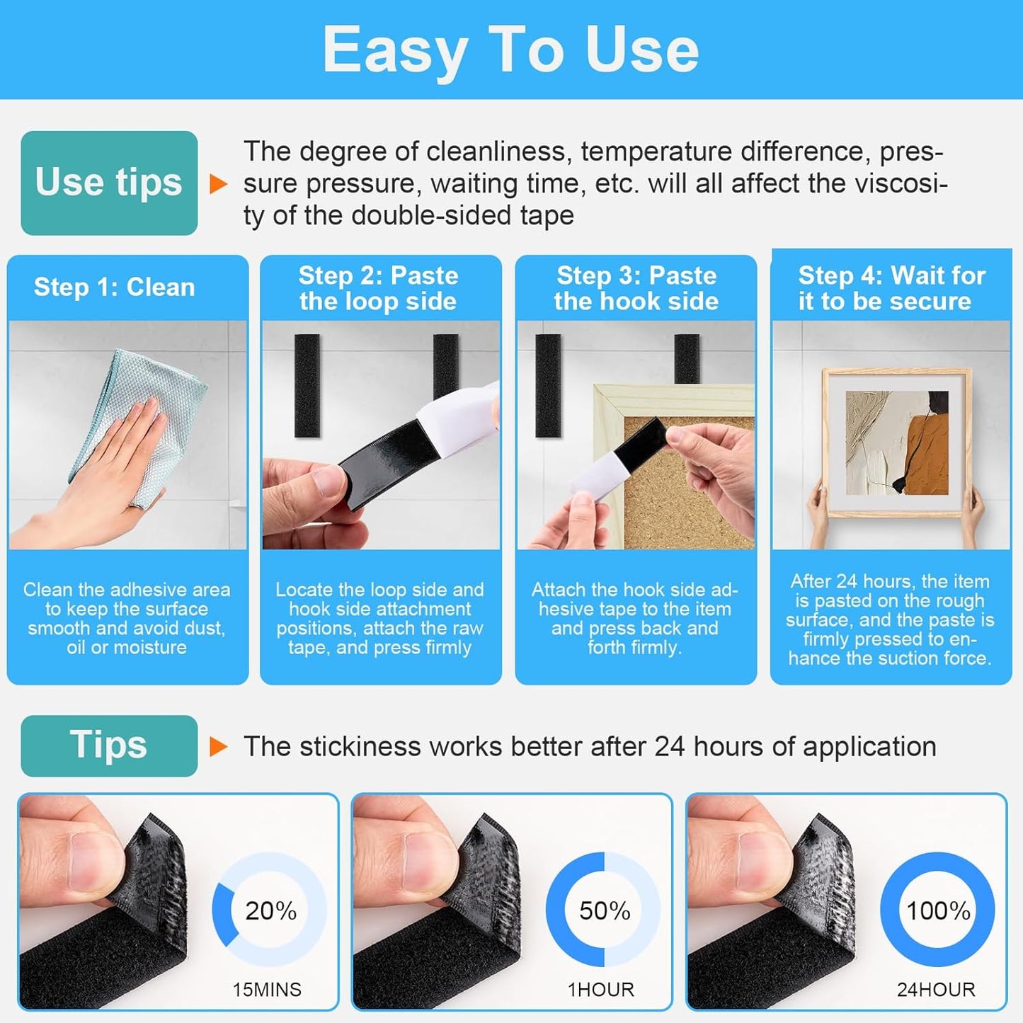1x4 Inch Hook and Loop Strips 30 Pcs