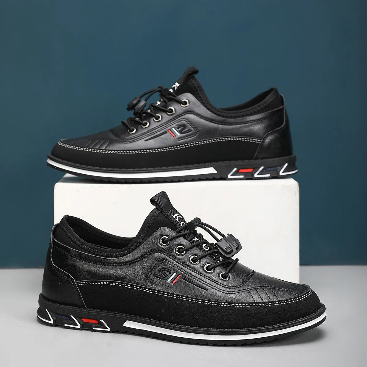 Men’s Two-Tone Leather Casual Walking Shoes