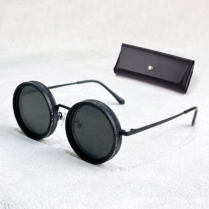 Retro Round Steampunk Polarized Sunglasses – BY-8131 Vintage Metal Frame UV400 Shades for Men & Women