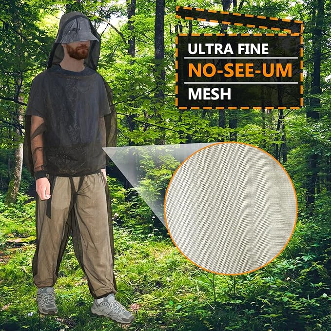 Outdoor Anti-Mosquito Mesh Clothing Set, Hiking Camping Fishing Apparel