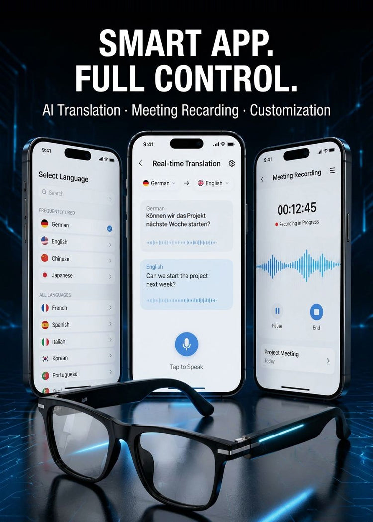 Smart Zoom Color-Changing Solar Real-Time AI Translation Glasses
