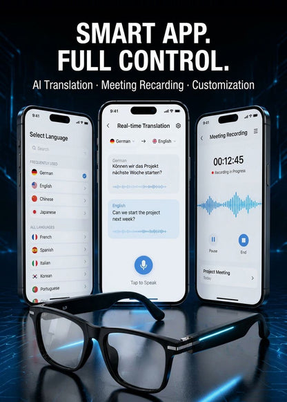Smart Zoom Color-Changing Solar Real-Time AI Translation Glasses