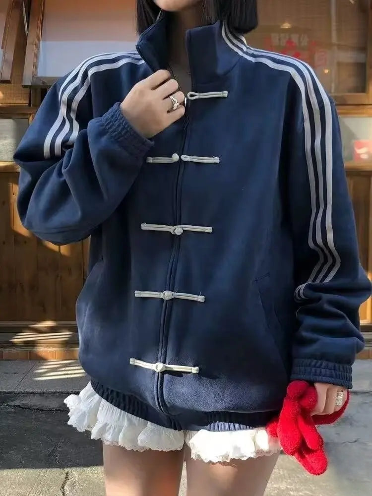 Button Stripes Chinese Jackets