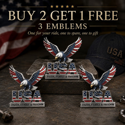 🇺🇸250th Anniversary 49% OFF - ★USA Faith. Family & Freedom★ Metal Emblem
