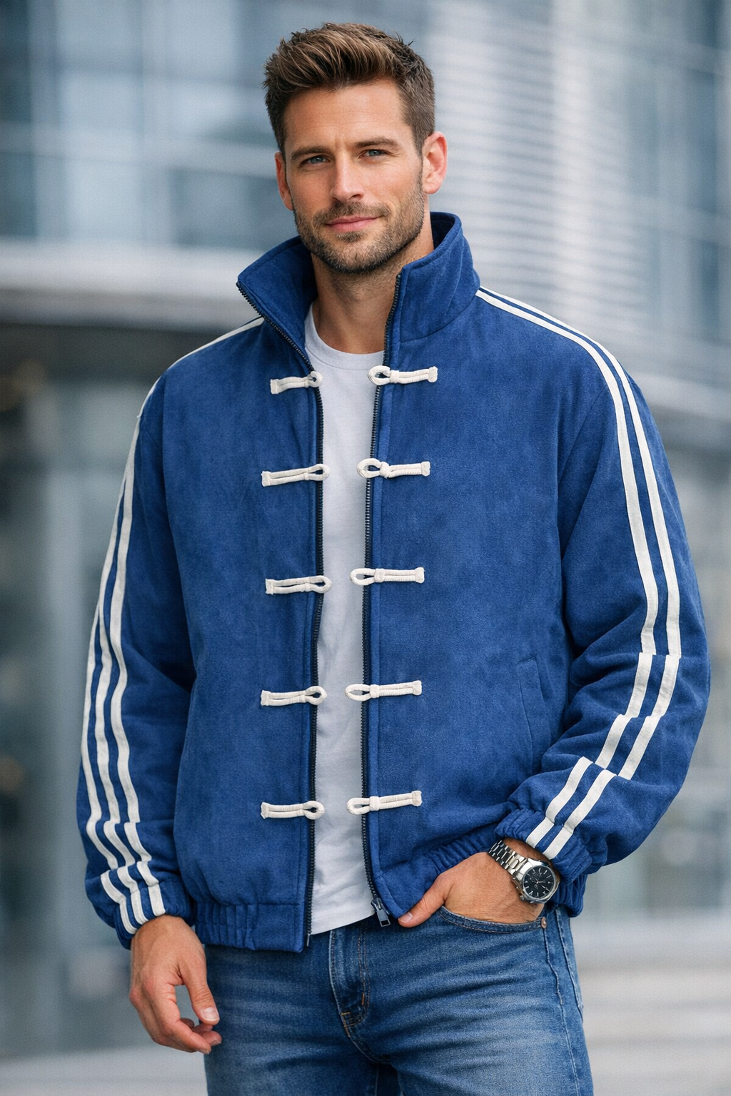 Button Stripes Chinese Jackets