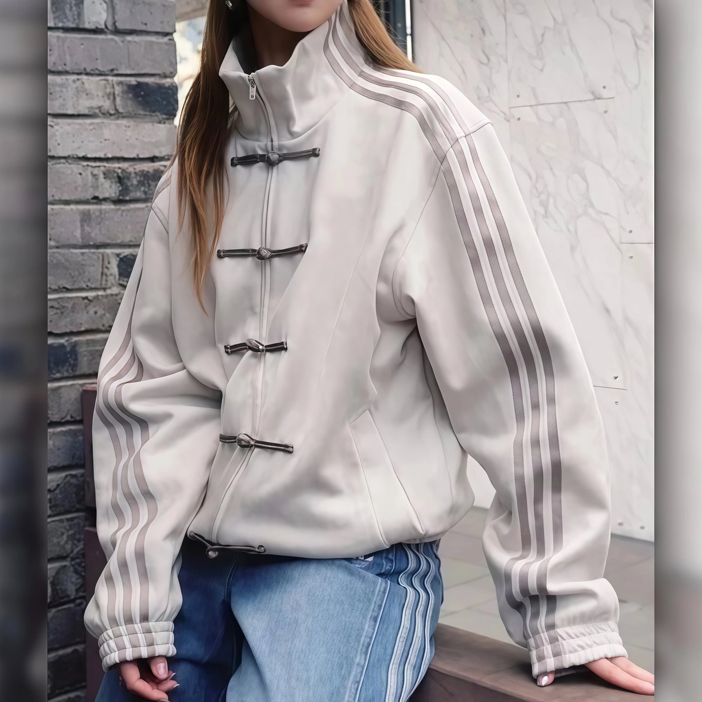 Button Stripes Chinese Jackets