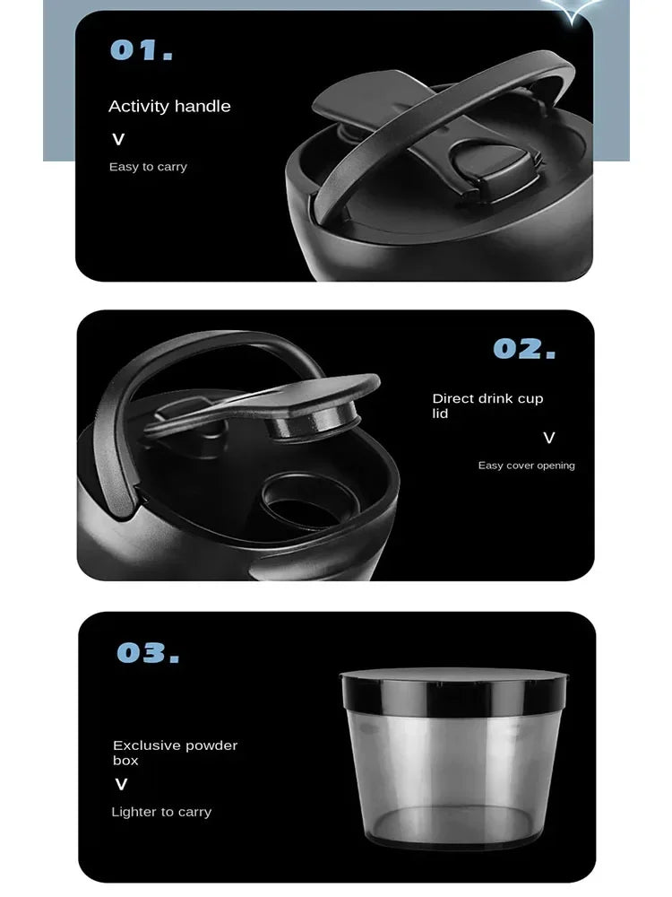 600ml Electric Protein Shaker with Powder Storage