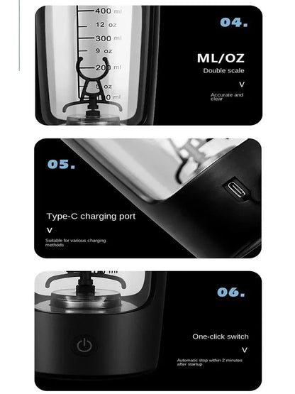 600ml Electric Protein Shaker with Powder Storage