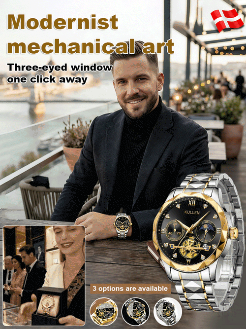 Men's Luminous Chronograph Quartz Watch in Gold
