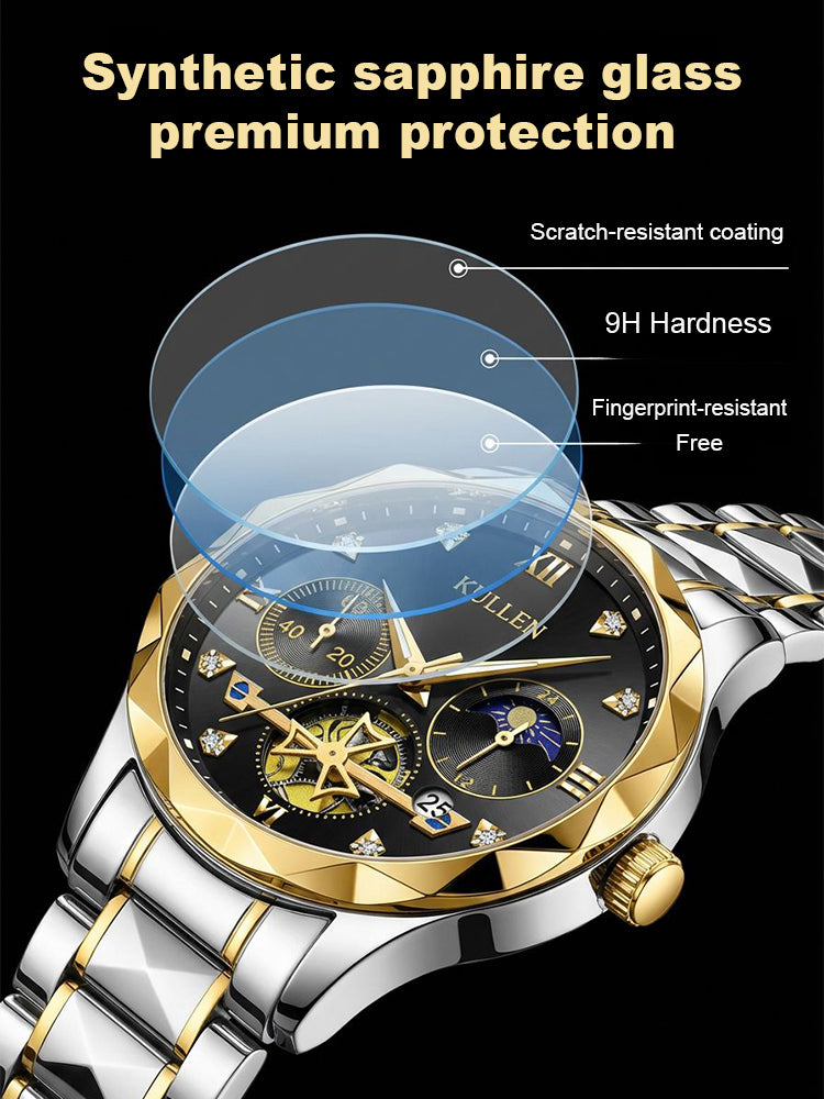 Men's Luminous Chronograph Quartz Watch in Gold