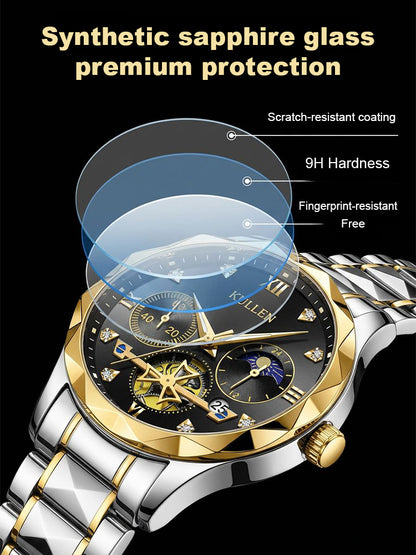 Men's Luminous Chronograph Quartz Watch in Gold
