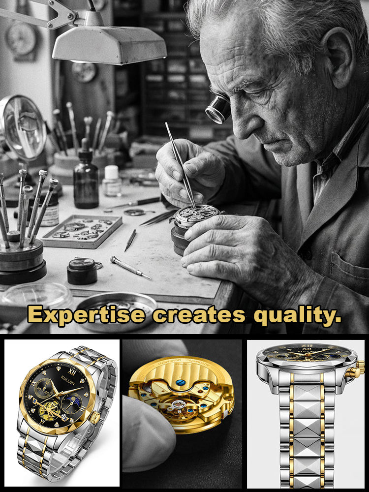 Men's Luminous Chronograph Quartz Watch in Gold