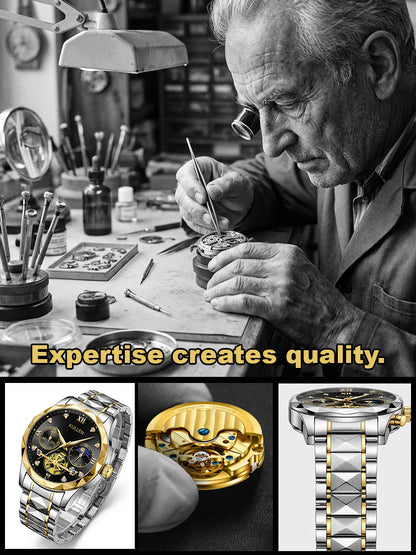 Men's Luminous Chronograph Quartz Watch in Gold