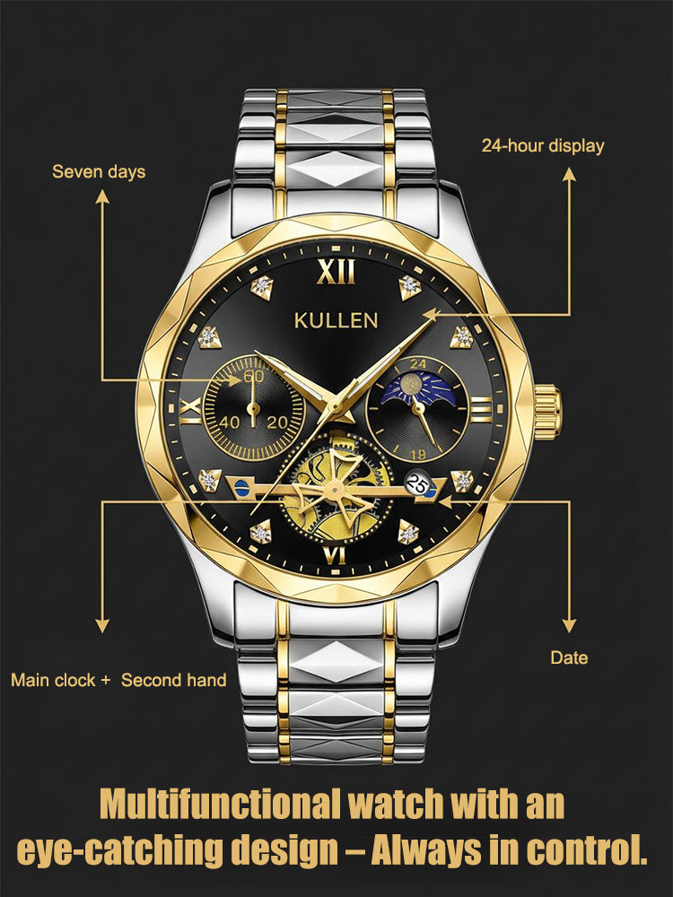 Men's Luminous Chronograph Quartz Watch in Gold