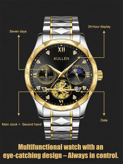 Men's Luminous Chronograph Quartz Watch in Gold