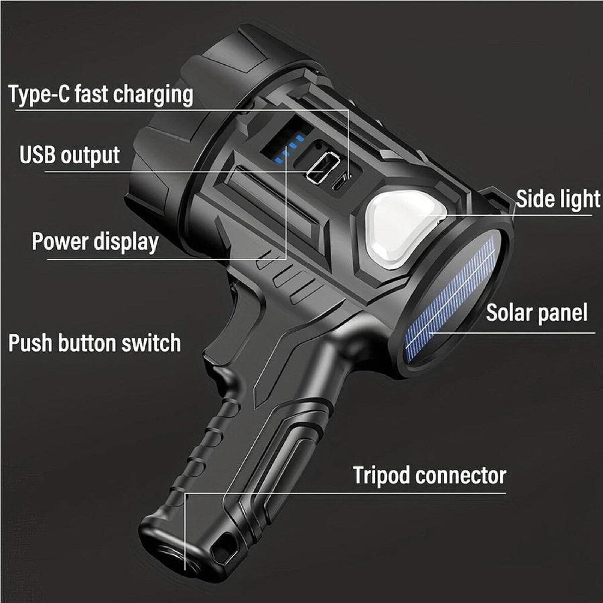 Rechargeable LED Handheld Spotlight Torch Set