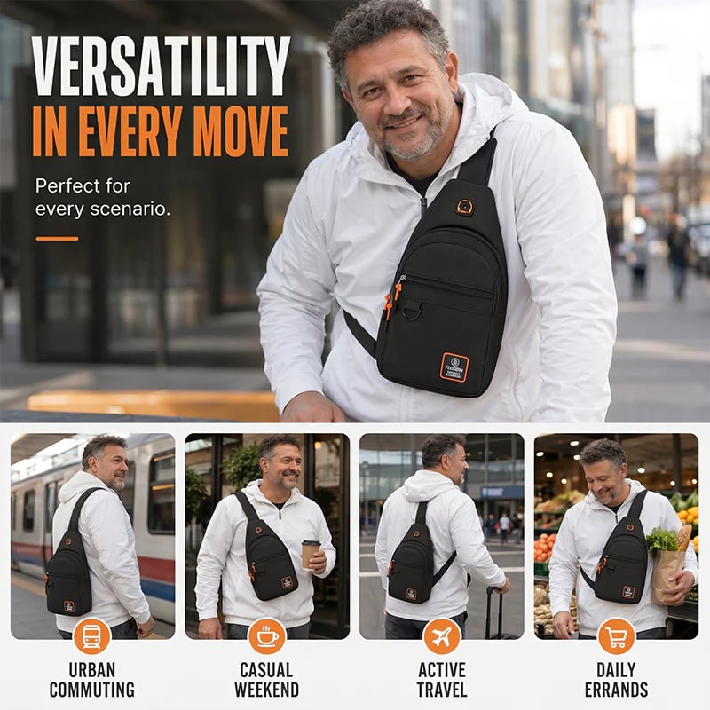 Men's Multi-Pocket Crossbody Sling Bag