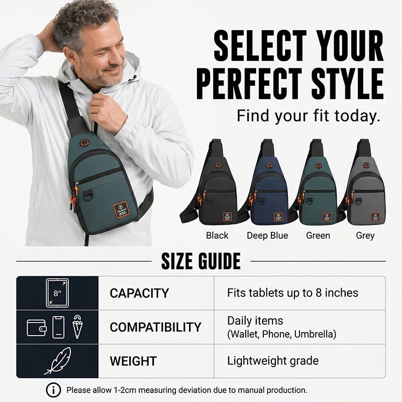Men's Multi-Pocket Crossbody Sling Bag